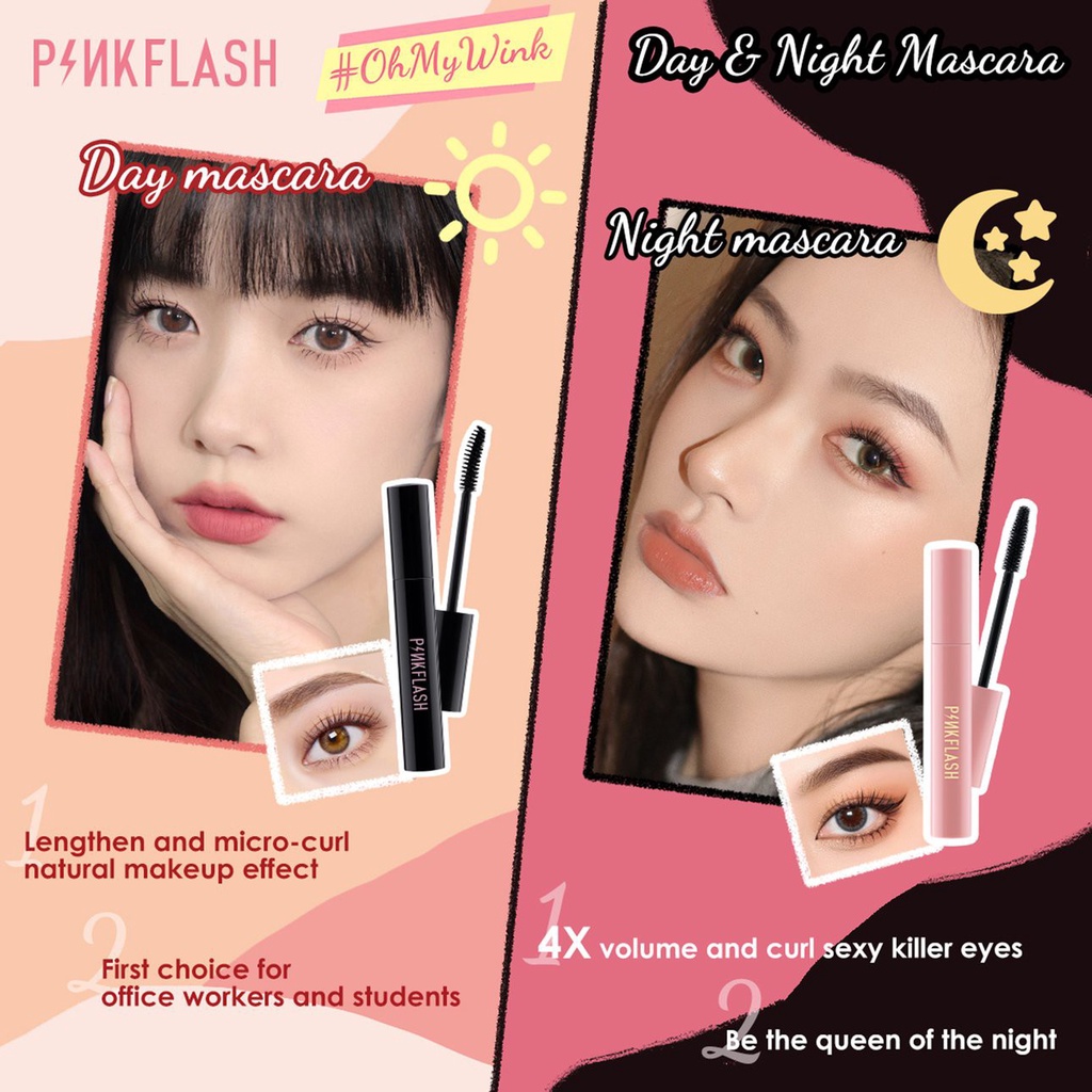 PINKFLASH MASCARA / MASKARA DAY &amp; NIGHT / VOLUME &amp; LENGTHENING WATERPROOF