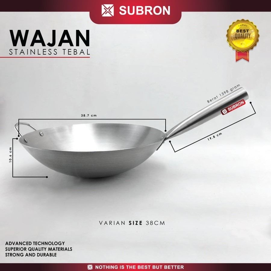 Subron Wajan Wok Nasi Goreng 38 cm Kuali Nasgor Gagang 1 Panjang