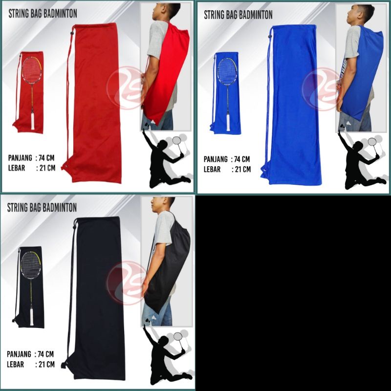 STRING BAG BADMINTON tas raket badminton murah tas raket polos  murah tas raket bulutangkis
