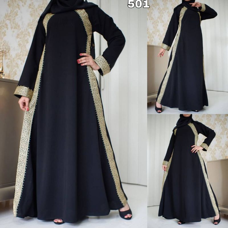 gaun abaya gamis hitam syari outer maxi zhepy dinas muslimah kondangan all size