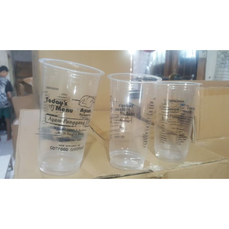 sablon gelas cup 22 oz datar 10 gram