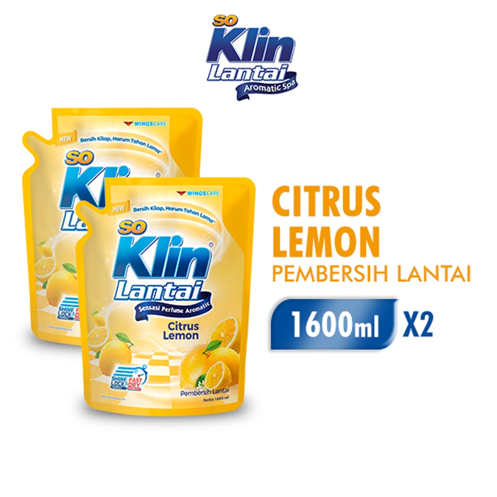 So Klin Pembersih Lantai Kuning Pouch 1600ML Twinpack