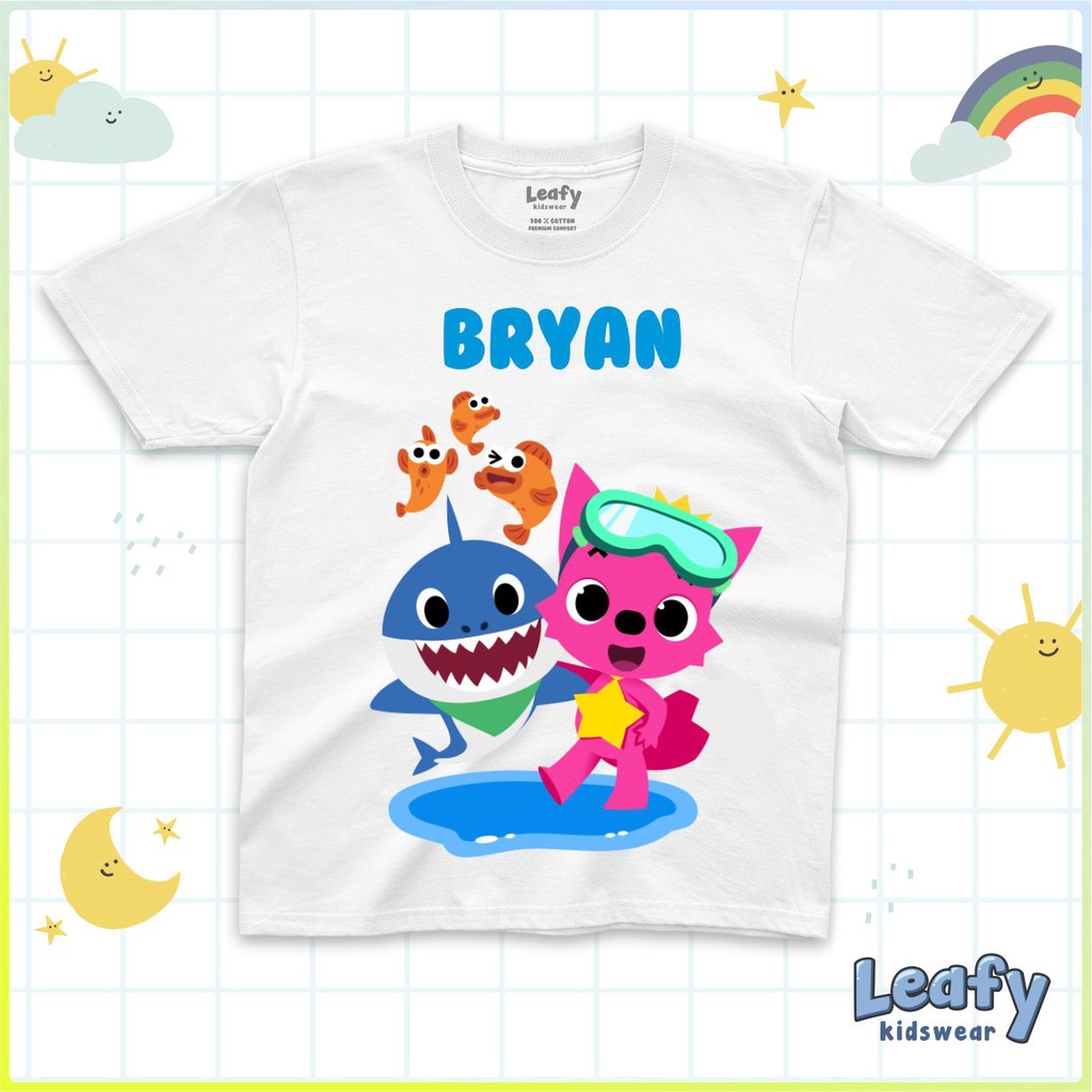 KAOS CUSTOM NAMA ANAK BABY SHARK 3 - kaos anak custom pake nama sendiri
