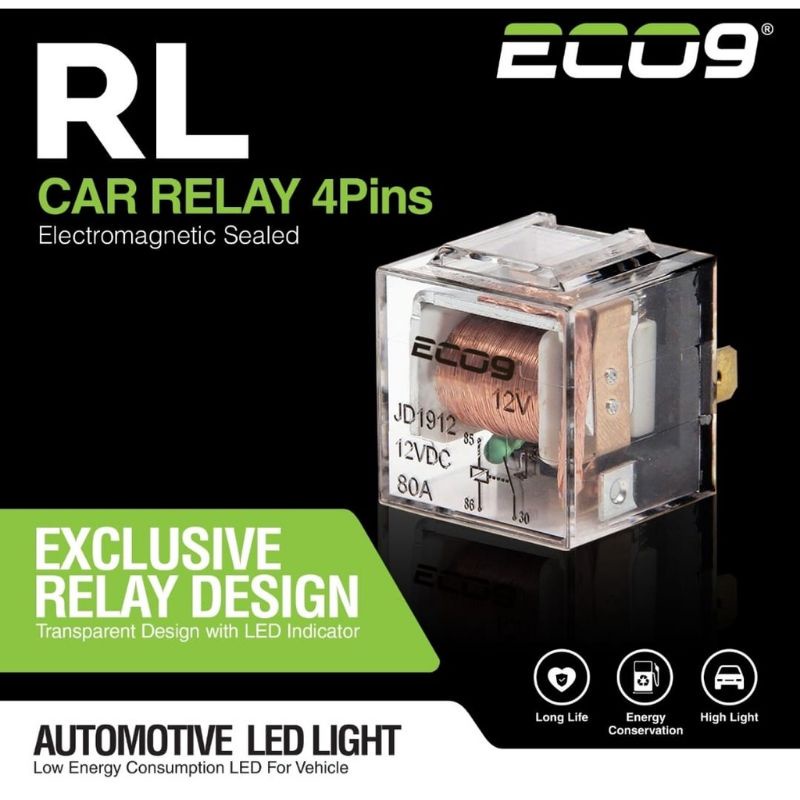 RELAY 9NINE LUMINOS MOTOR MOBIL 80A KAKI 4 KLAKSON ALARM LAMPU UTAMA