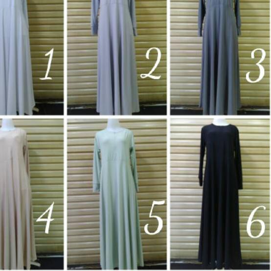 New - Long Dress Gamis Jersey Korea  Busui Bumil Lengan Panjang Polos Payung Ika Fashion Tanah Abang