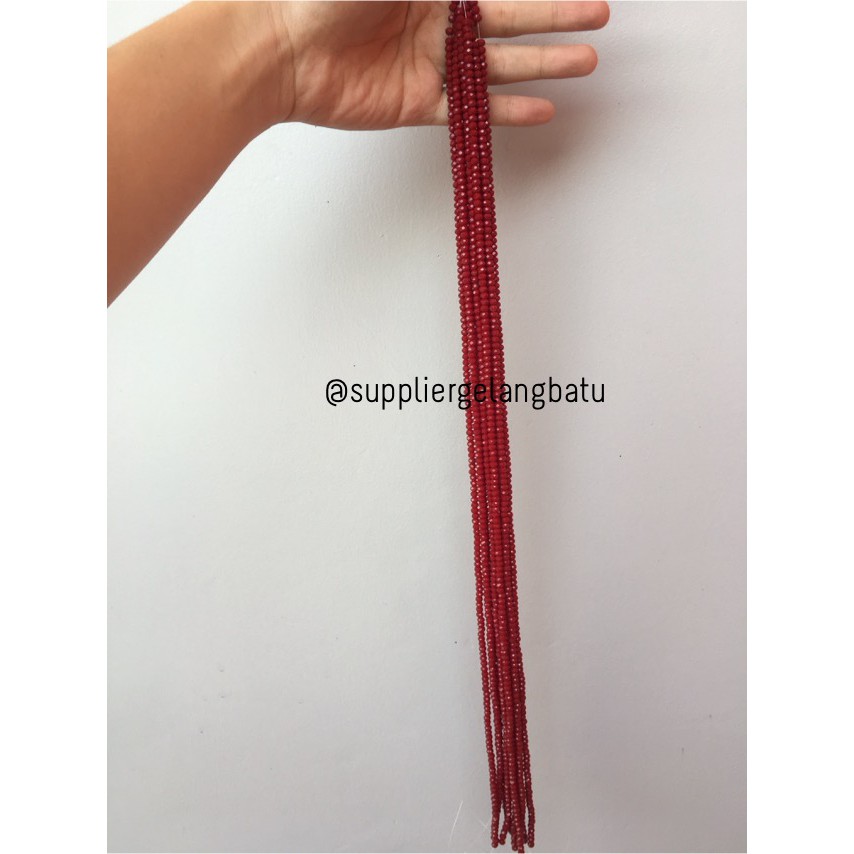 Crystal Ceko Doft 4mm merah maroon aksesoris beads manik donat rondel kristal perhiasan olshop manik