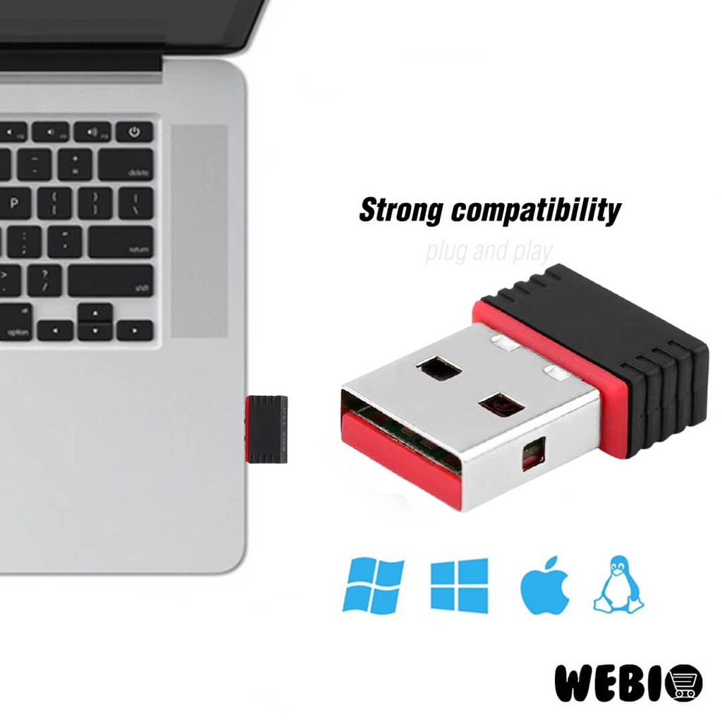 USB WiFi Adapter Dongle Wireless Mini Receiver PC Laptop Komputer Donggle WiFi Eksternal 802.11n 150 Mbps