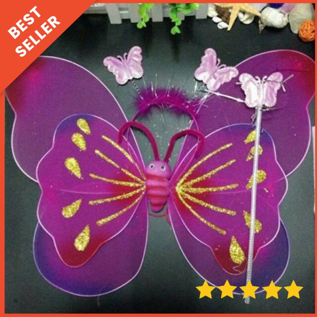 ZHAFIRA KIDS STORE - 1sett SAYAP PERI KUPU KUPU LED SAYAP TONGKAT BANDO / SAYAP PERI / FAIRY WING