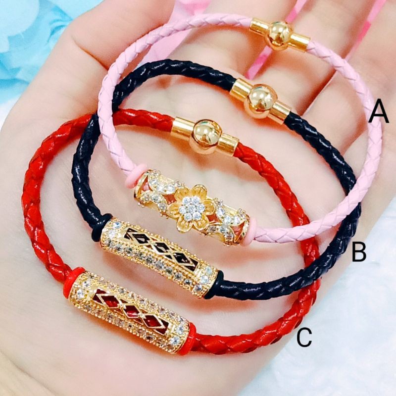 Gelang Tali Charm Love Permata Warna Warni