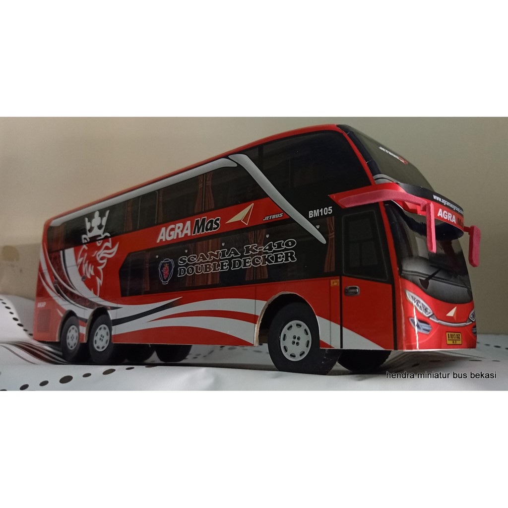 Miniatur Bus bis / mainan bus bis Agra mas double decker