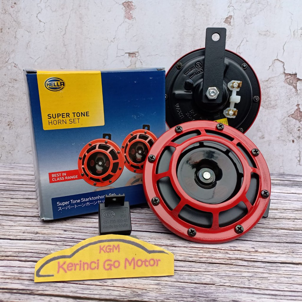 KLAKSON HELLA SUPER TONE DISK STRAKTONORN SET 12V - KLAKSON DISC HELLA