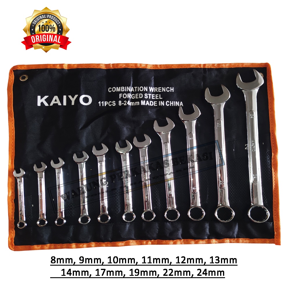 Kaiyo 11Pcs 8-24mm Kunci Kombinasi Ring Pas Set Ringpas 11 Pc 8mm - 24mm