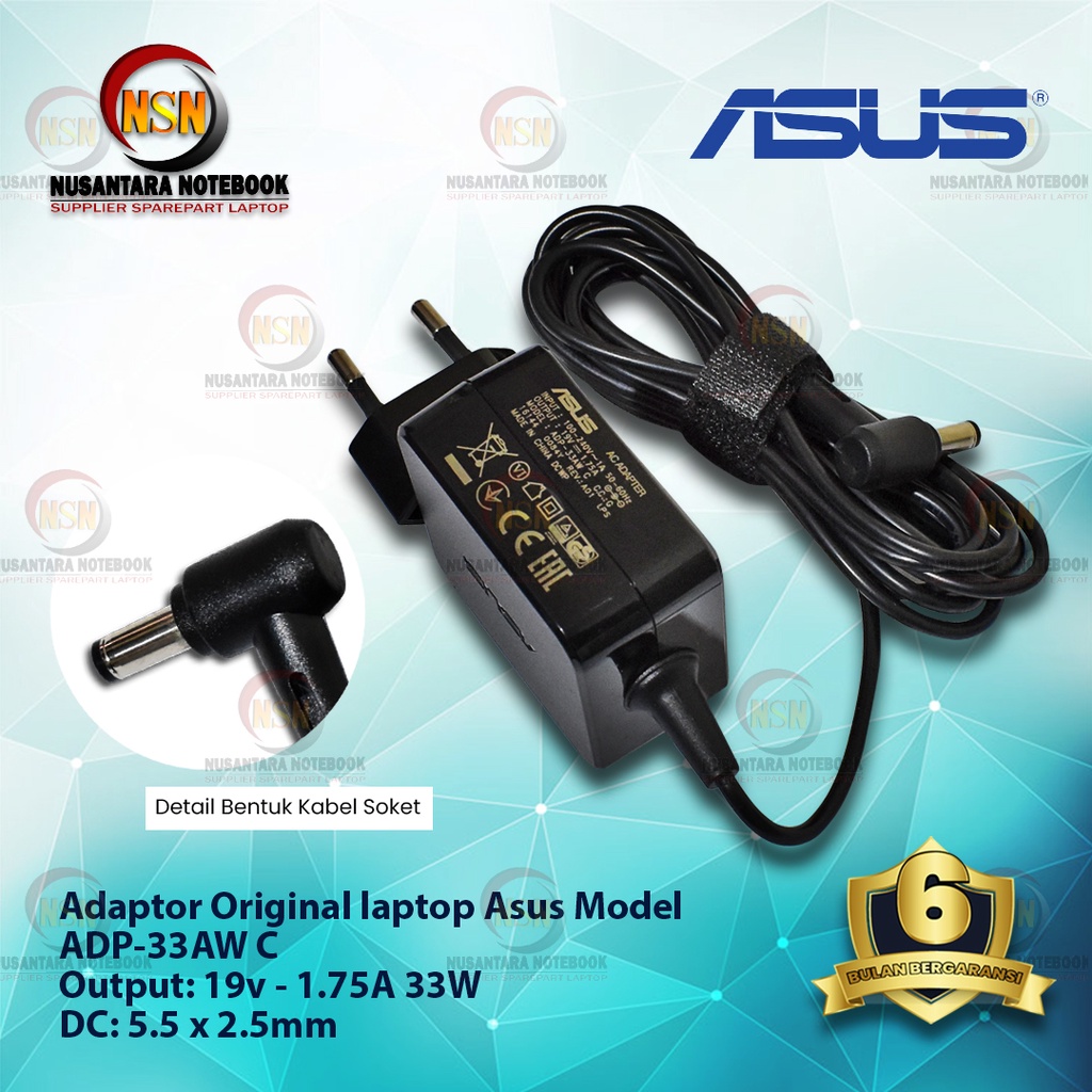 Adaptor Charger Laptop Asus 19V 1.75A Colokan Dc 5.5x2.5mm