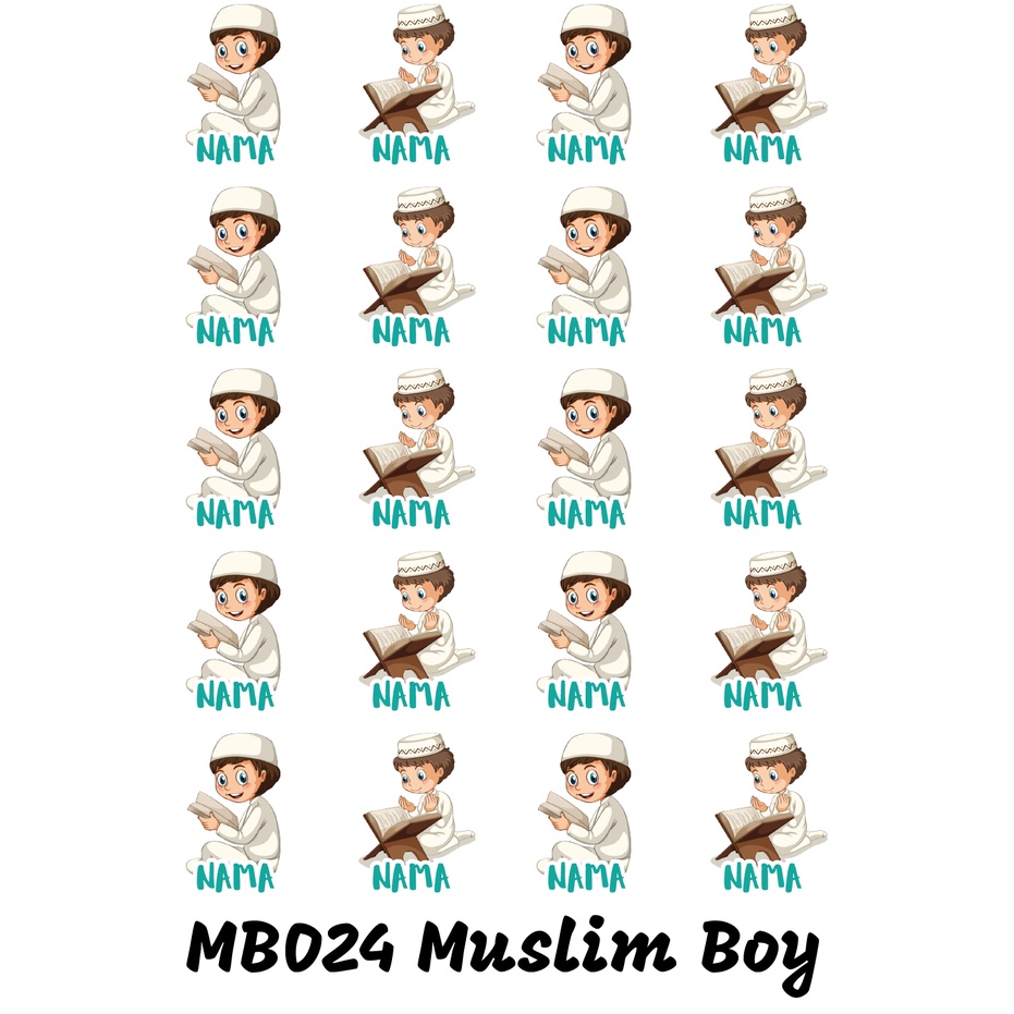 

Sticker Nama Cutting Label Waterproof Tahan Air Muslim Boy 24 (MB024)
