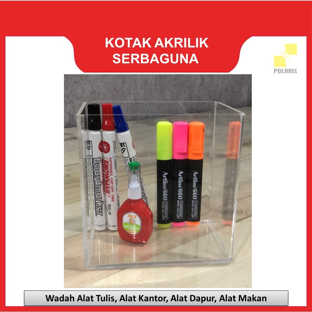 KOTAK AKRILIK-BOX AKRILIK-BOX ACRYLIC SERBAGUNA-KOTAK ALAT TULIS-WADAH ALAT KANTOR-WADAH ALAT DAPUR-WADAH ALAT MAKAN 151015