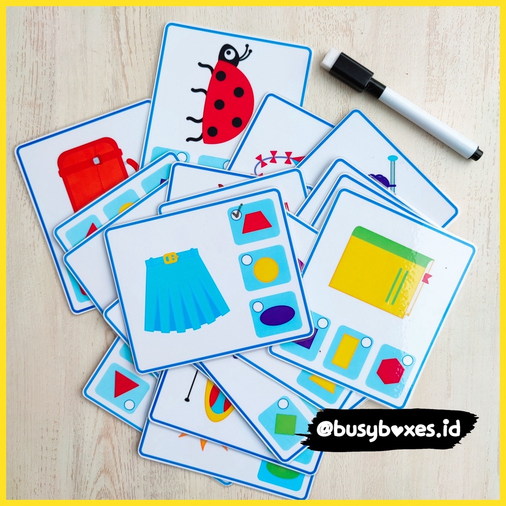 [busyboxes.id] Mainan Edukasi Busy Page mencocokan bentuk shape bentuk dasar preschool montessori