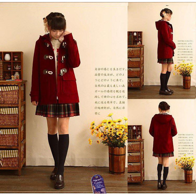 HP41383 Japan Student Coat (Maroon) jaket jepang anime hoodie sekolah