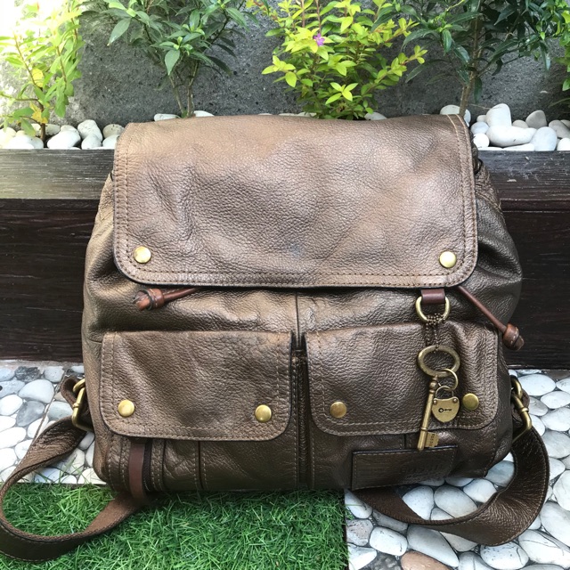 Tas ransel backpack fossil morgan preloved second bekas gold