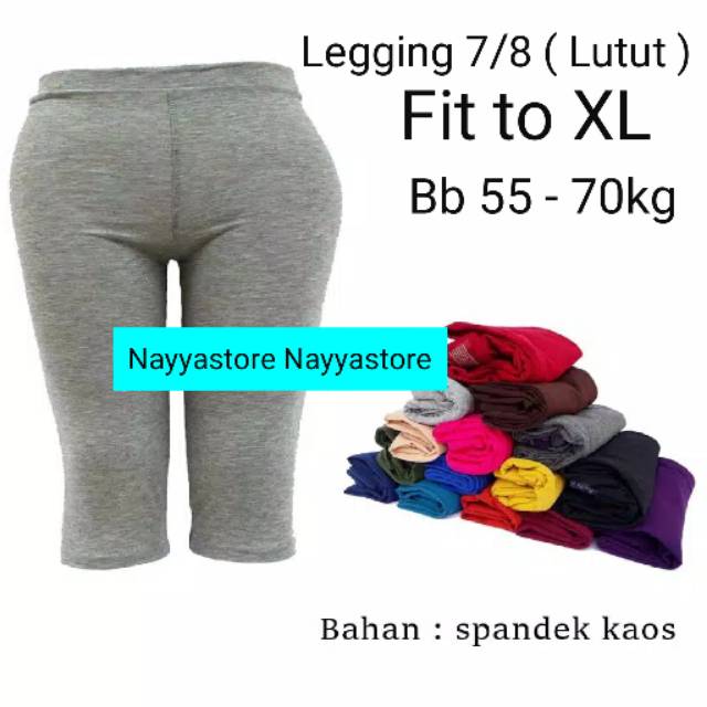 Legging Wanita 7/8 ( Lutut ) Spandek Kaos - Celana Legging Dewasa - Pakaian Wanita