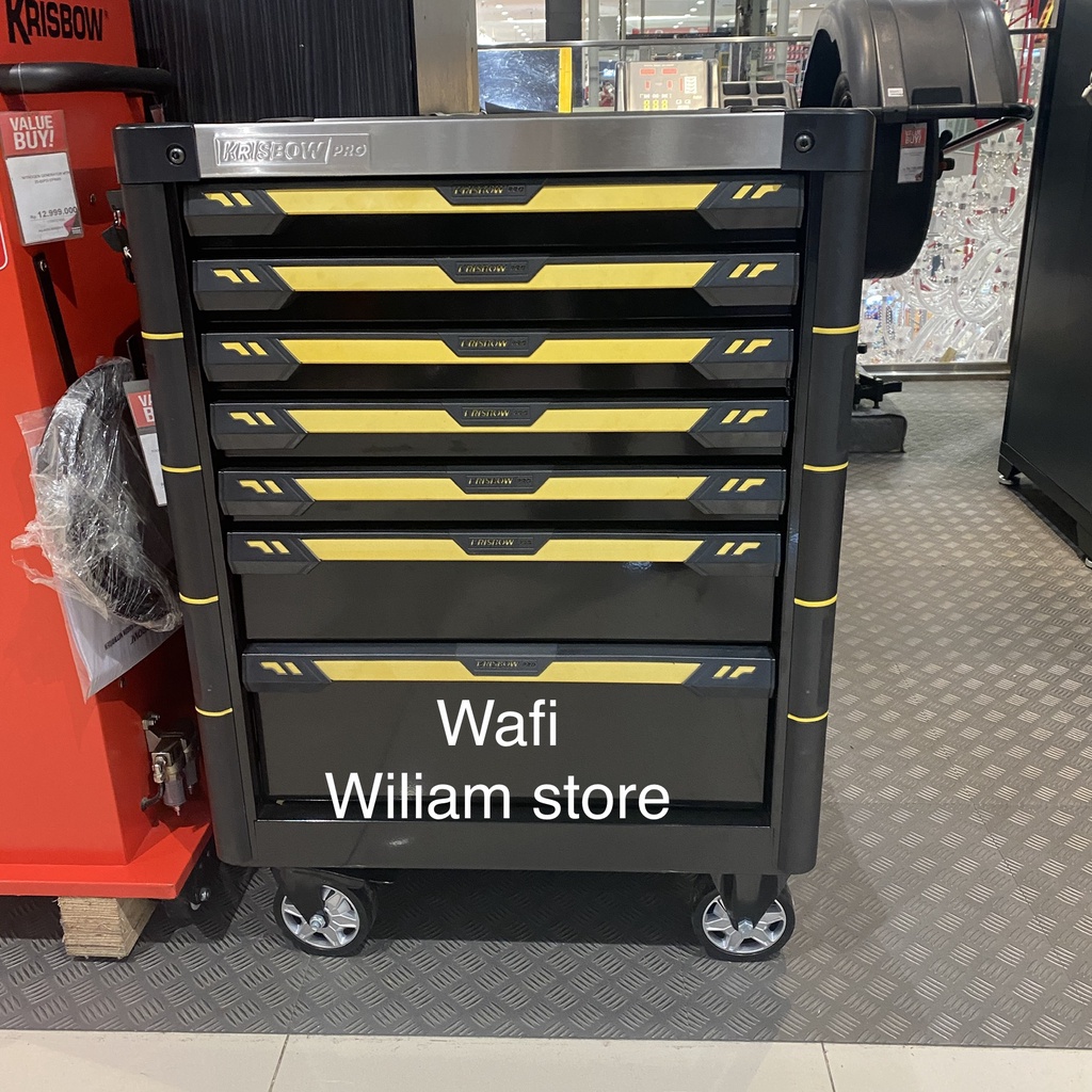 Krisbow lemari bengkel Perkakas Tool Box Cabinet Trolley 7 drawer