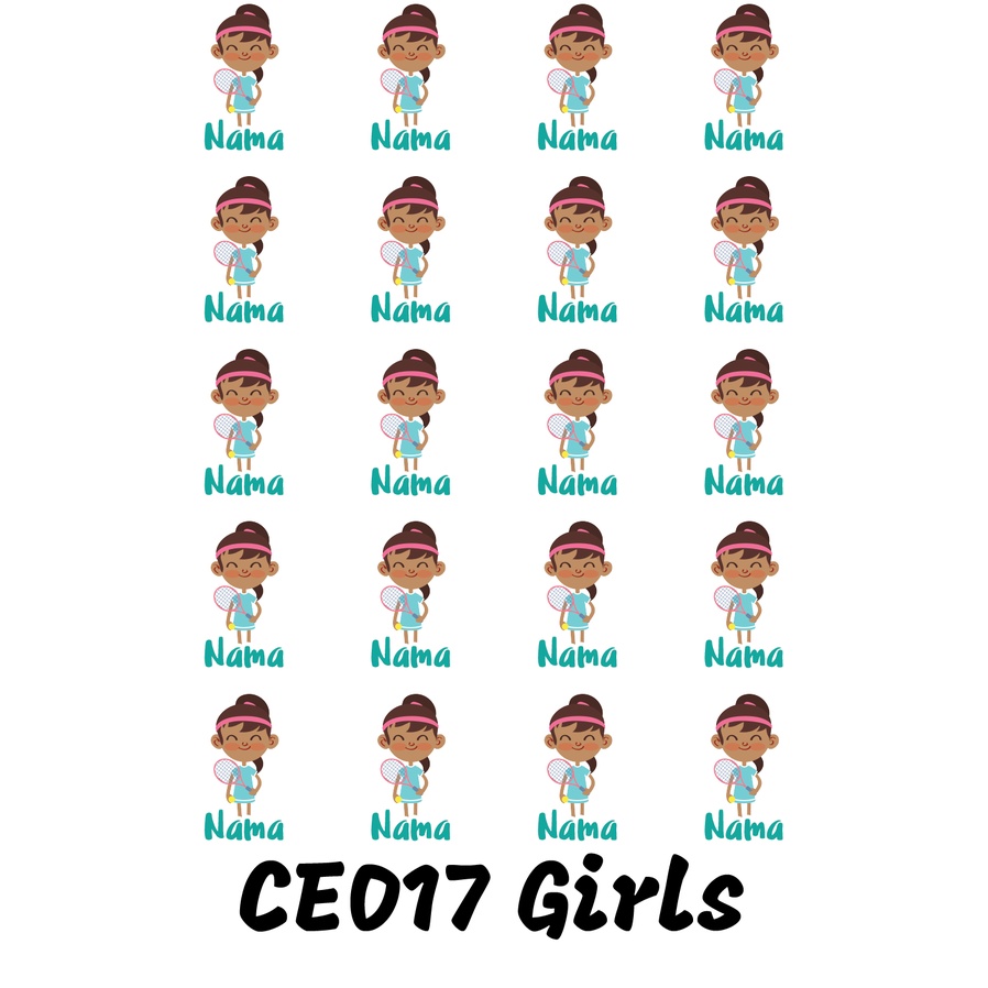 

Sticker Nama Cutting Label Waterproof Tahan Air Girls Sport 17 (CE017)