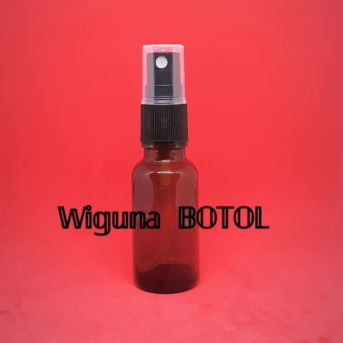 Botol kaca 20 ML Amber Tutup Spray Hitam / Botol spray 20ml coklat