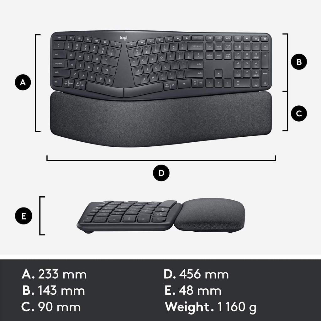 Logitech Ergo K860 Wireless Split Keyboard MX Keys Lewat