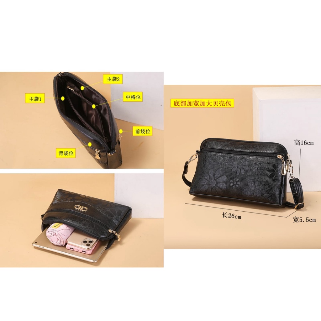 TAS SELEMPANG WANITA PESTA PREMIUM HITAM KULIT TA518B5 ENGLAND IMPORT FASHION KOREA REMAJA CEWEK KEKINIAN SLING BAG KECIL MURAH BATAM