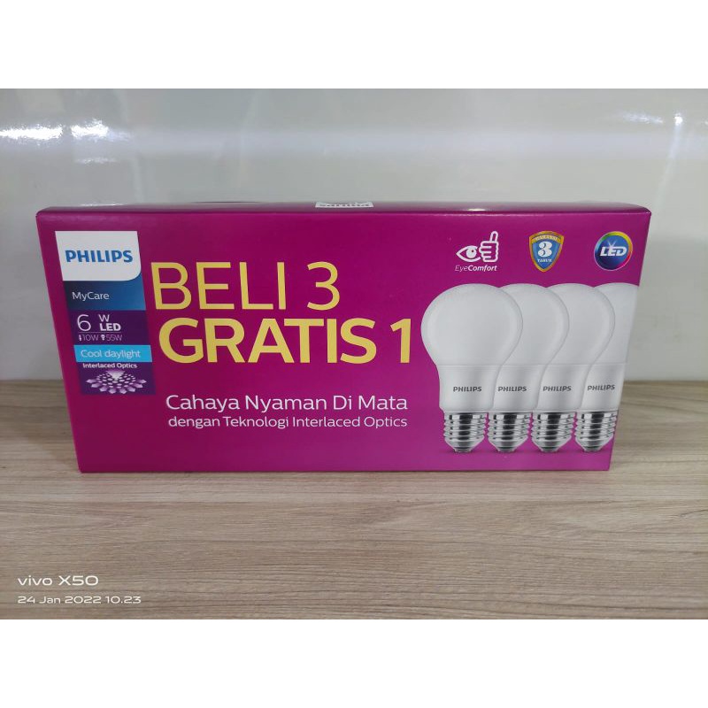 Lampu LED Philips paket 6 Watt
