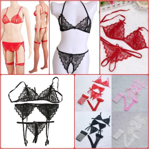 Bra set Sexy Lingerie Open Lace Teddy Dolls Bodysuit Pajama (4pcs) T06