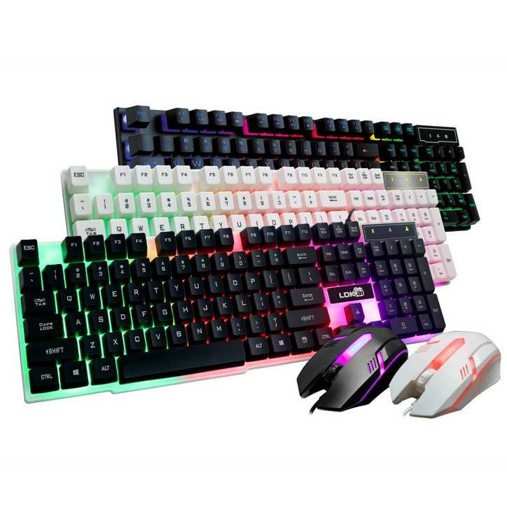 Gaming Keyboard LED with Mouse Perlengkapan Komputer Keyboard Geming dengan Mos Lampu Keren