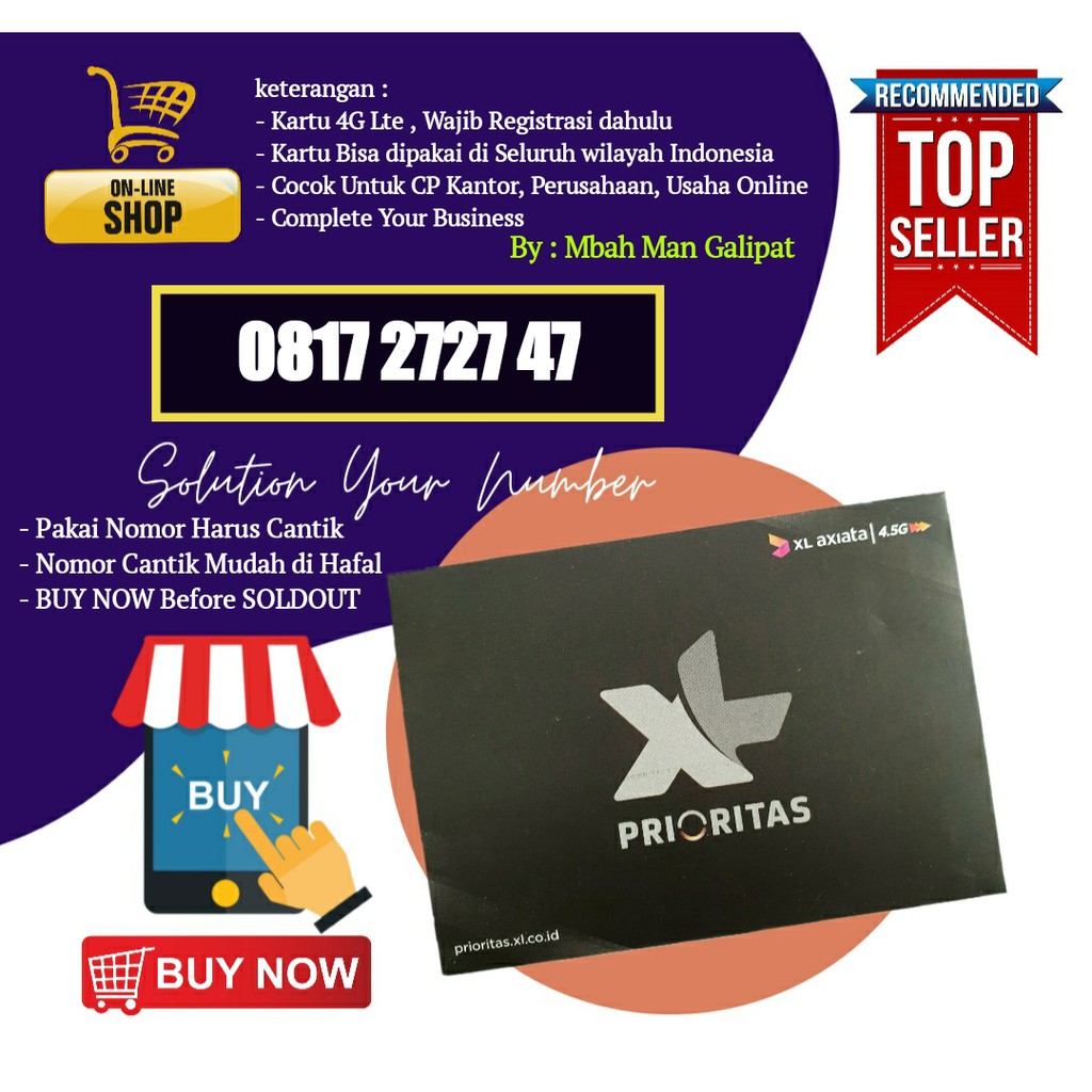 Nomor Cantik XL10 digit ABAB PASCABAYAR 2727 47