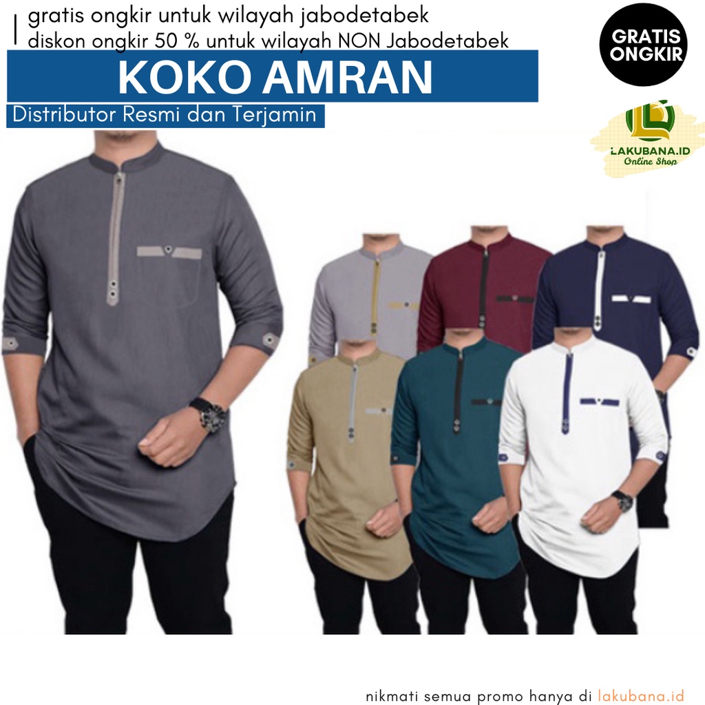 Koko Amran - Koko Muslim Zipper Bahan Toyobo Premium Import Ukuran S M L XL XXL XXXL Jumbo