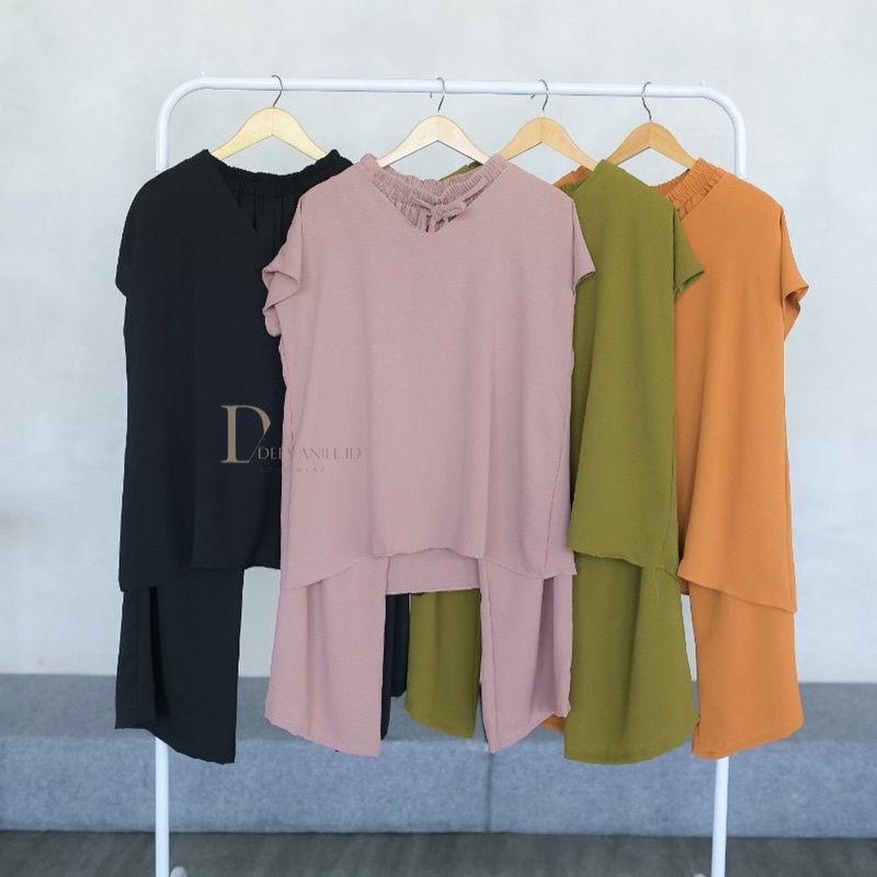 CAMELIA ONESET CRINKLE | SETELAN WANITA TANGAN PENDEK TERBARU | SETELAN CRINKLE KULOT WANITA 2022