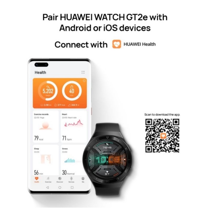 HUAWEI WATCH GT e2 46mm Smartwatch-Graphite Black