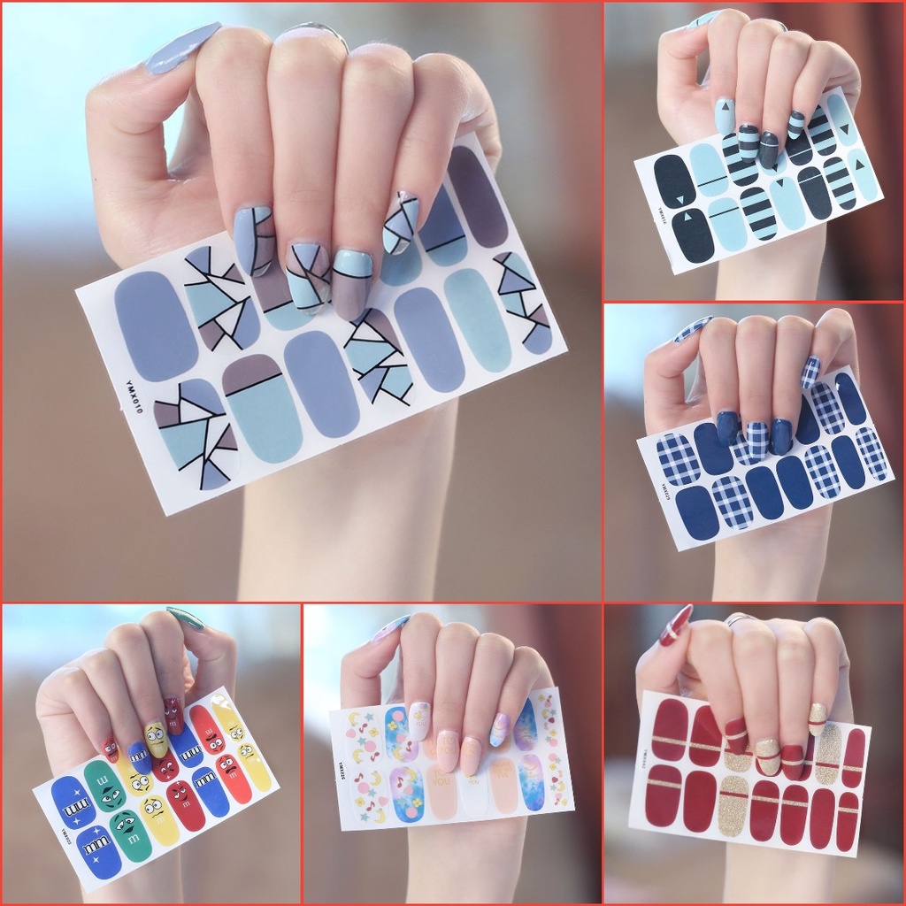 Ymx1 Stiker Kuku Motif Kartun Grafiti / Leopard Aksen Glitter Anti Air Untuk Nail Art / Manicure