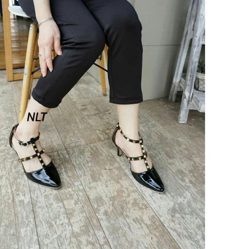 ➱ NunuLisaTan - 3 warna High Heels Wanita Terbaru cantik Sepatu Hak 5cm Klip Klip V01 ➶