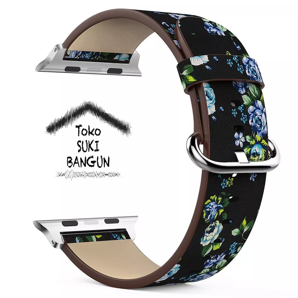 Strap Apple Watch Series 8 7 6 5 4 3 2 1 41mm 40mm 38mm TALI JAM Leather PRINTED FLOWER