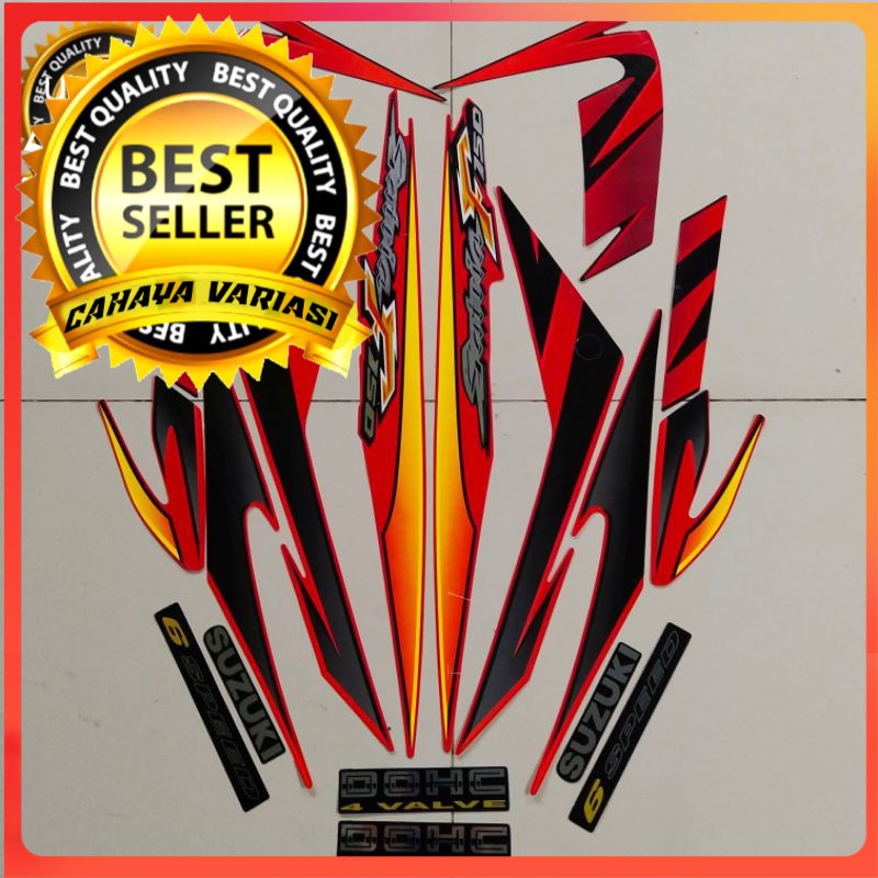 Striping Suzuki Satria fu f 150 2007 2008 merah hitam list motor thailand berkualitas