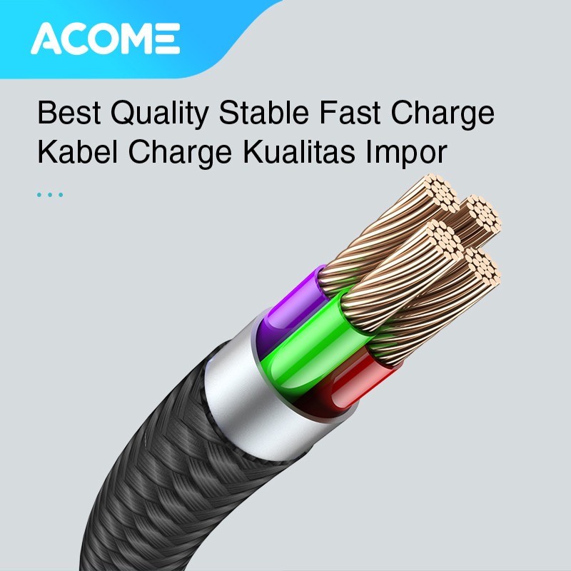 Acome Kabel Data Strong Magnetic Fast Charging 2.4A 100 cm Garansi Tahun AXM – Plug Micro USB