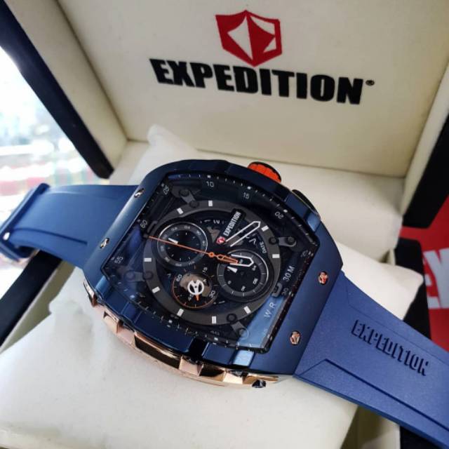 Jual Expedition E 6782 Jam Tangan Pria Original Blue Navy Rosegold Tali