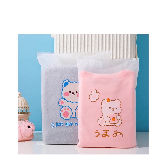 ZIPPER STORAGE BAG MOTIF BEAR | TRAVEL POUCH ORGANIZER SERBAGUNA POUCH SERUT POUCH ANTI AIR MURAH MERIAH COD