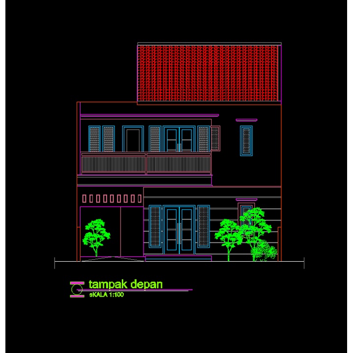 Desain Rumah 2 Lantai File DWG/Autocad Type 76 Borextour DRA2D-004