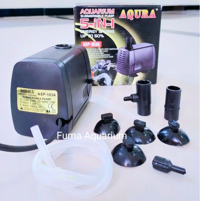 Pompa Celup Aqura ASP-103A Mesin Filter Kolam Aquarium Hidroponik Low Watt Aquaponik Submersible Pump Power Head