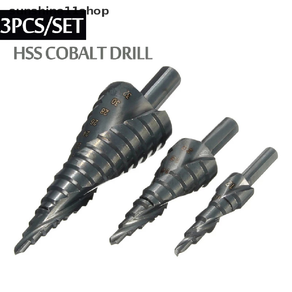 Sho 3PCS / Set Mata Bor Spiral 4-32MM Bahan HSS Cobalt