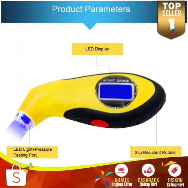 Manometer Alat Pengukur Tekanan Udara Ban Mobil Digital Tire Gauge LCD Barometers Mudah Digunakan