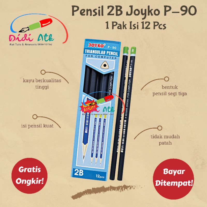 

Pensil 2B Joyko P-90 Pencil Segi Tiga 1 Pak Isi 12 Pcs