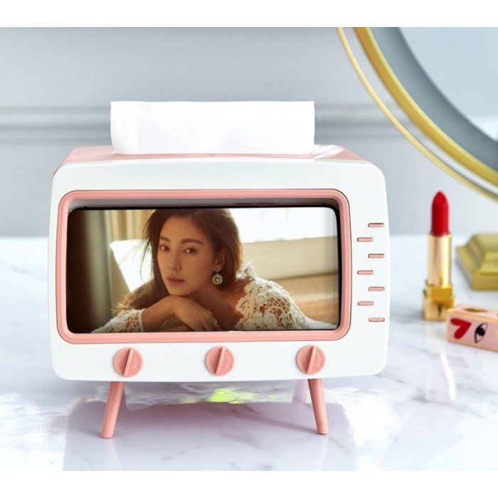 [BISA COD] TEMPAT TISSUE TV BOX / KOTAK TISU TV DESKTOP HOLDER HP PORTABLE