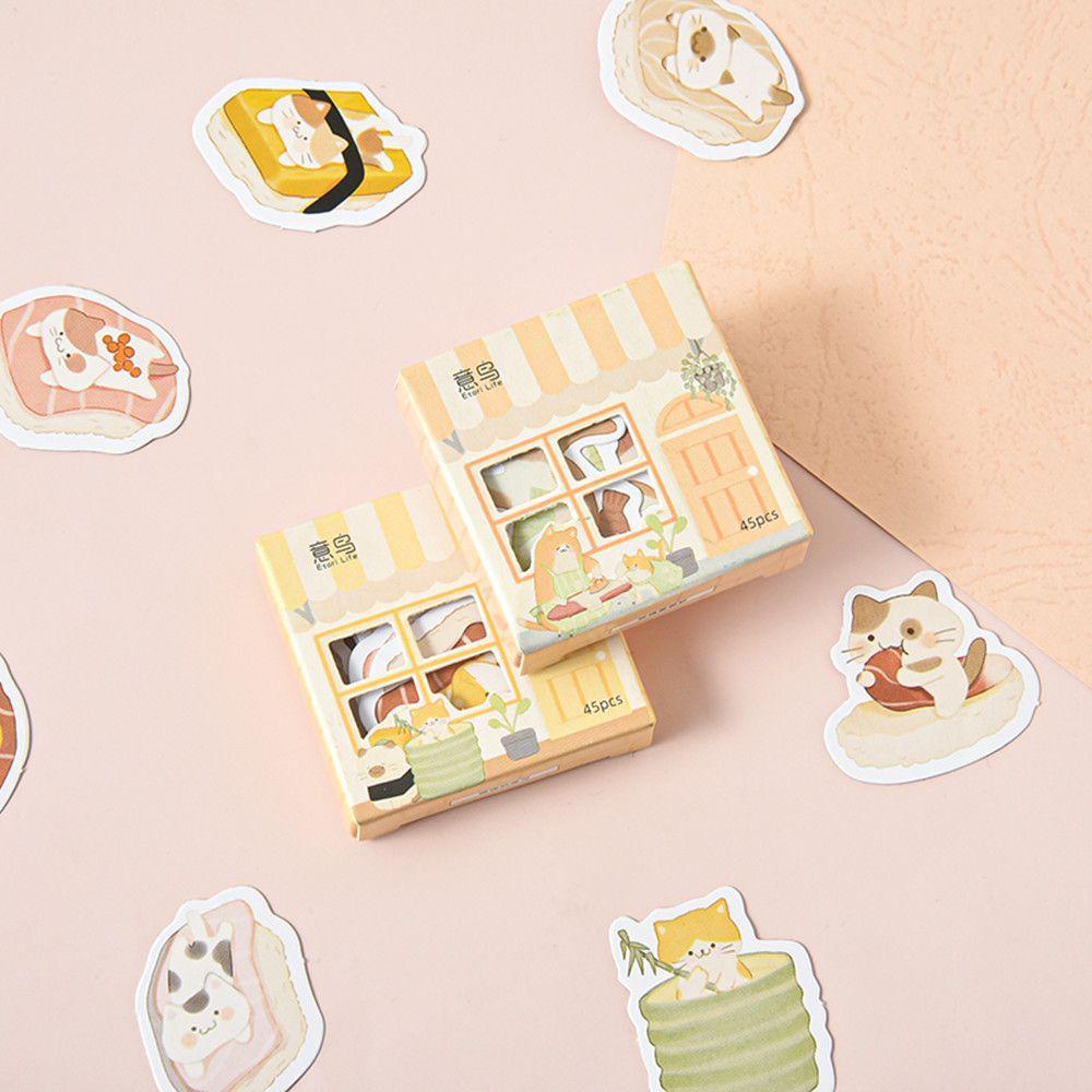 Solighter 45PCS/Box Kawaii House Stiker Jurnal Memo Pads Notes Kalender Perekat Scrapbooking