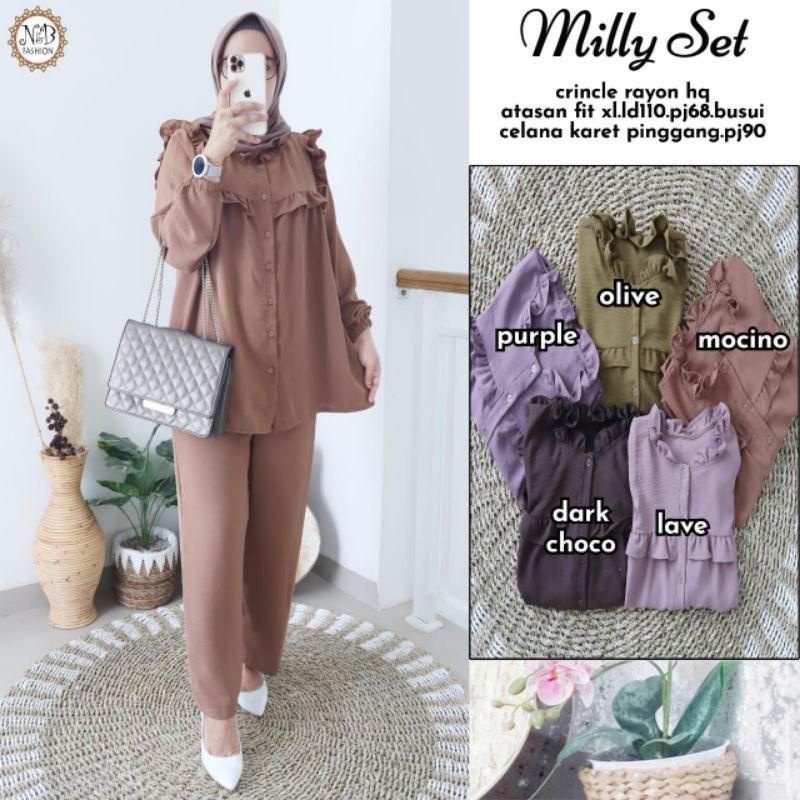 MILLY SET/SETELAN CRINKLE/SETELAN TERBARU/SETELAN VIRAL